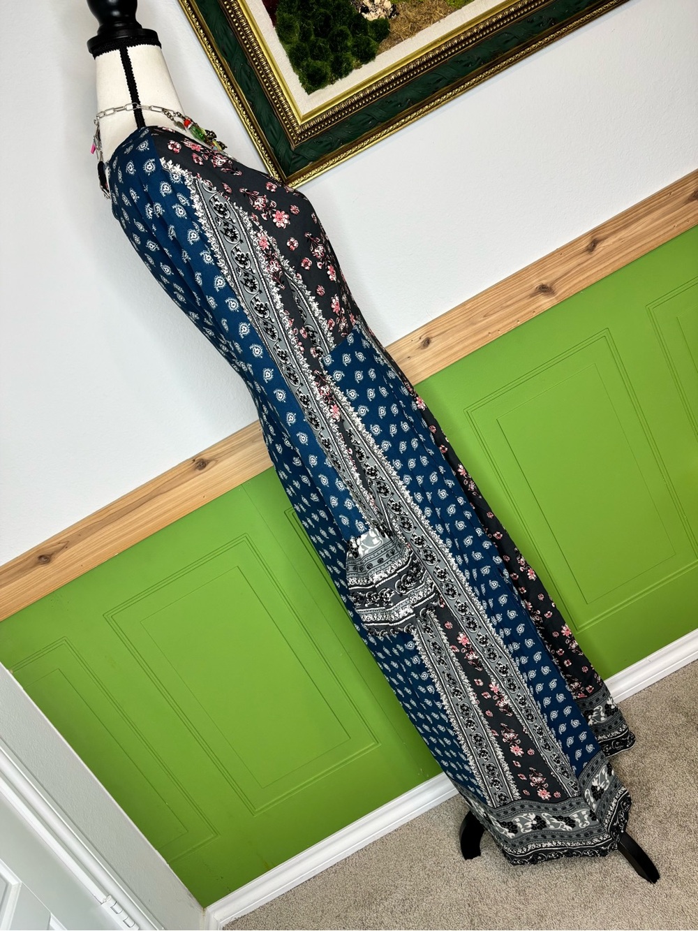NWT Love Riche Flared Sleeve Boho Multi Print Maxi Dress - Picture 6 of 16